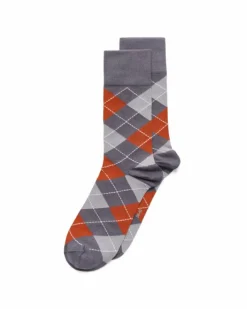 ECCO Socks-Classic Argyle Mid Cut Grey