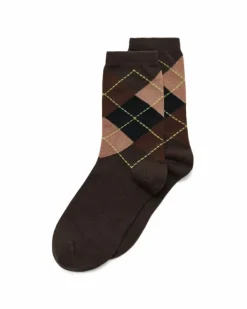 ECCO Socks-Classic Harlequin Mid-Cut Brown