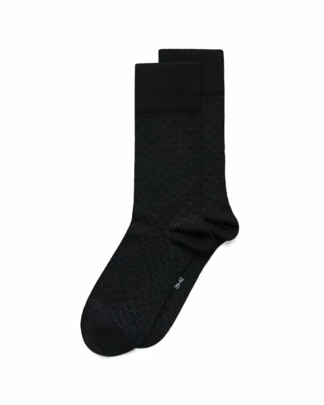 ECCO Socks-Classic Honeycomb Mid Cut Black