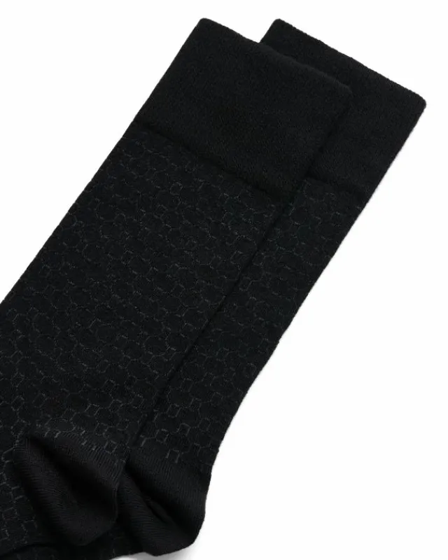ECCO Socks-Classic Honeycomb Mid Cut Black