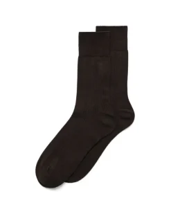 ECCO Socks-Classic Ribbed Mid-Cut Brown