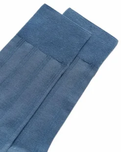 ECCO Socks-Classic Ribbed Mid-Cut Blue