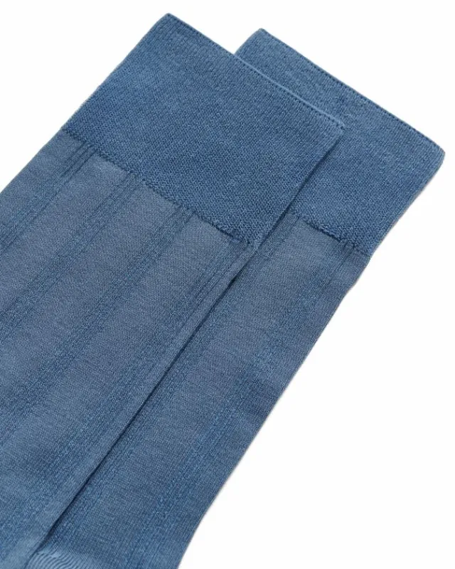 ECCO Socks-Classic Ribbed Mid-Cut Blue
