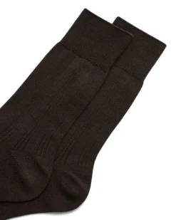 ECCO Socks-Classic Ribbed Mid-Cut Brown