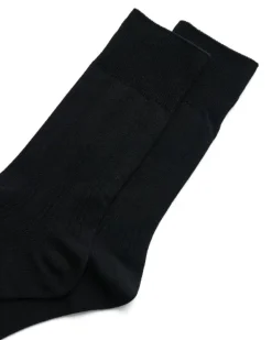 ECCO Socks-Classic Ribbed Mid-Cut Black