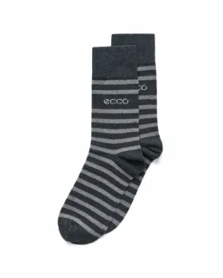 ECCO Socks-Classic Stripe Mid Cut Grey